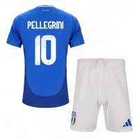 Italien Lorenzo Pellegrini #10 Hemmatröja Barn EM 2024 Kortärmad (+ Korta byxor)